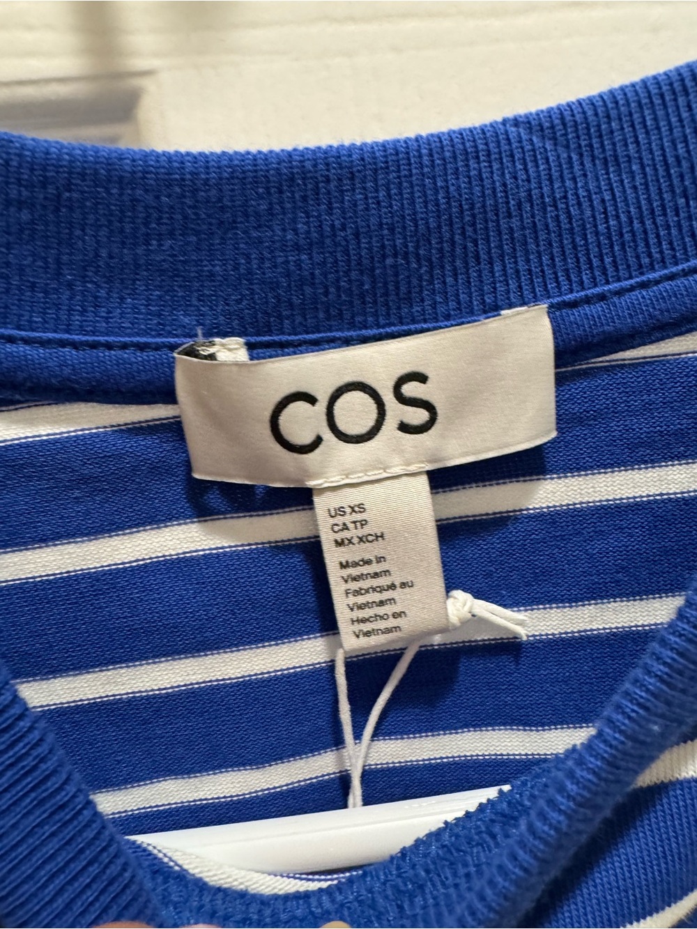 COS  Blue and White Striped Short-Sleeve Tee 100% cotton Nautical classic top - Picture 2 of 7